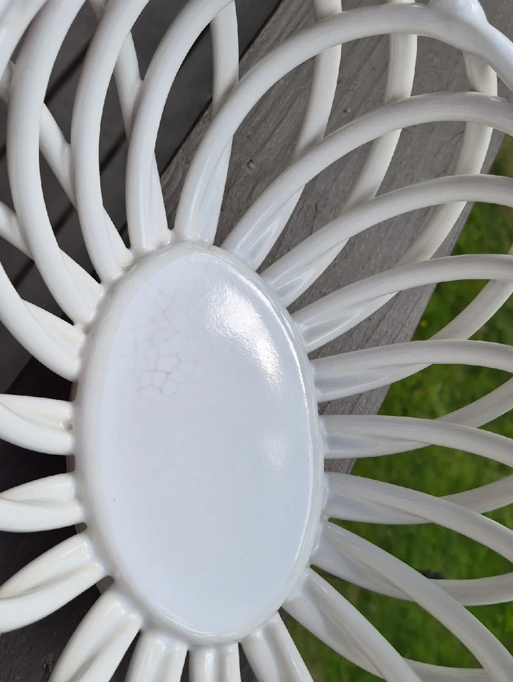 Vintage White Ceramic Open Weave Decorative Bowl